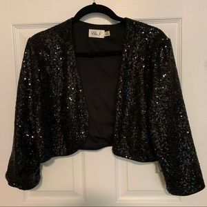 Nordstrom Eliza J. Black Sequin Mini Jacket